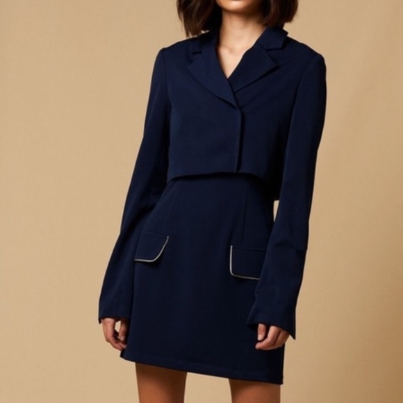 CHOOSY XS navy blazer cropped button blue - Picture 2 of 4
